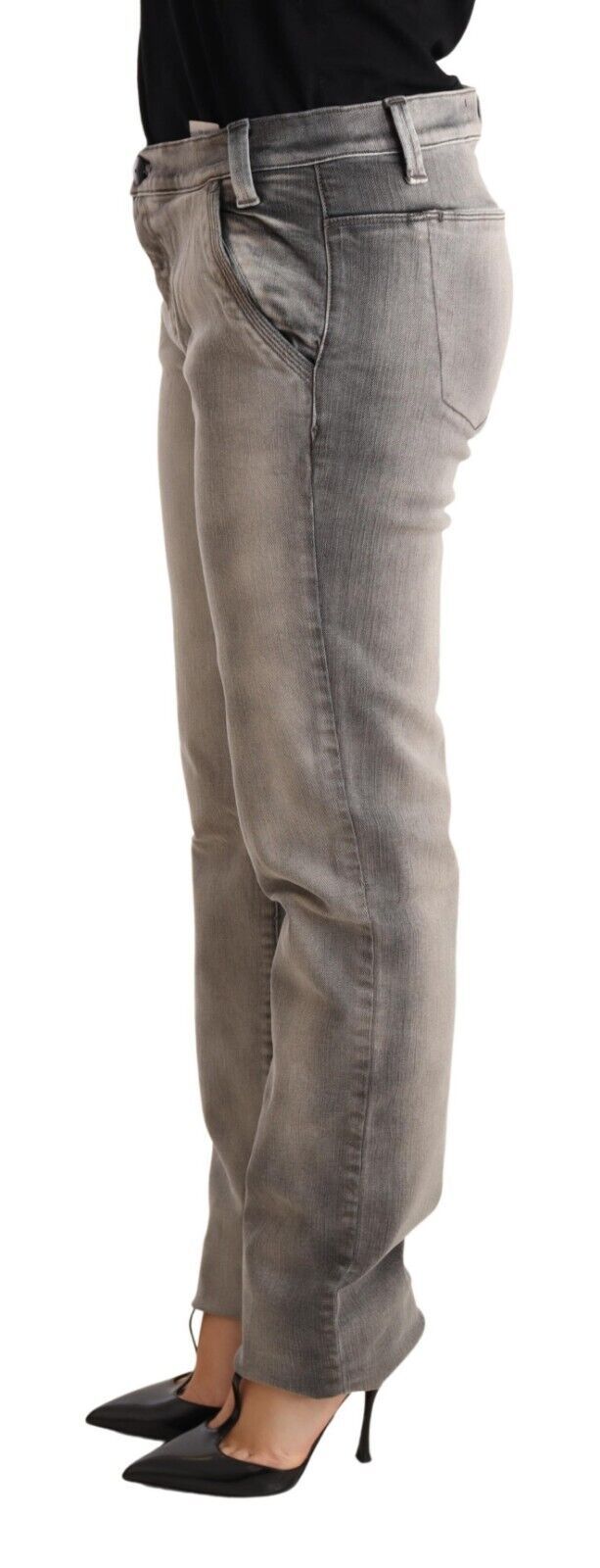 Jean slim taille basse délavé gris en coton Ermanno Scervino