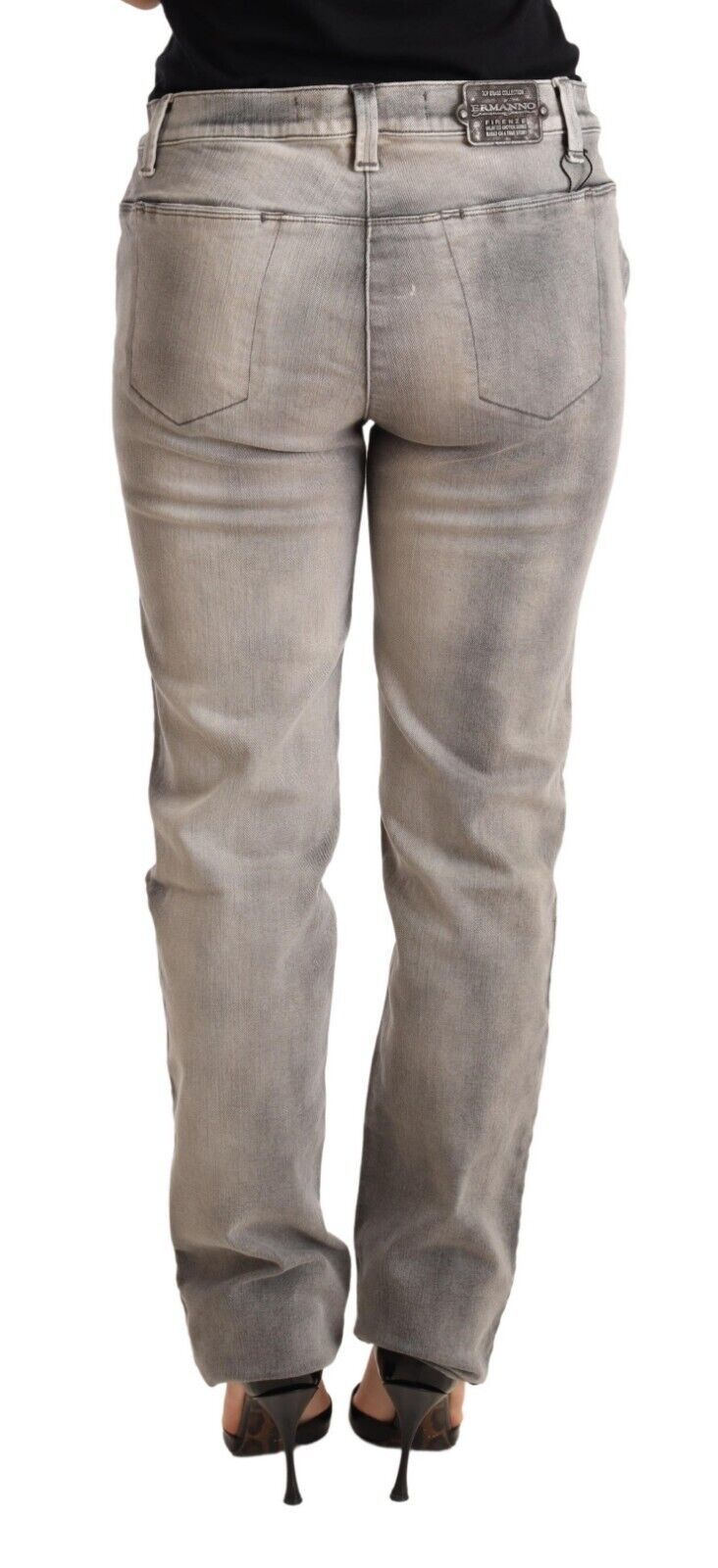 Jean slim taille basse délavé gris en coton Ermanno Scervino