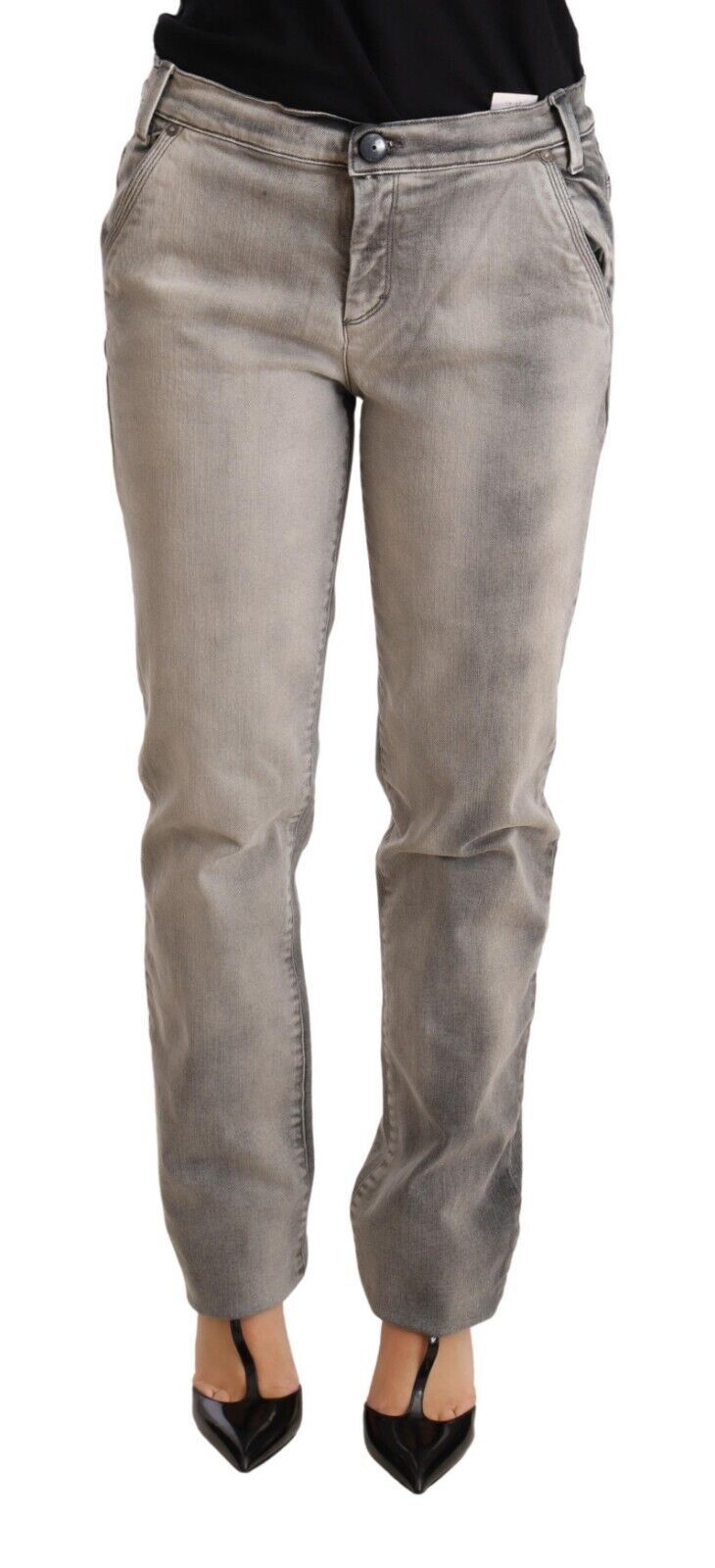 Jean slim taille basse délavé gris en coton Ermanno Scervino