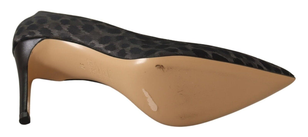 Sofia Schwarze Leoparden-Leder-Stiletto-High-Heels-Pumps-Schuhe