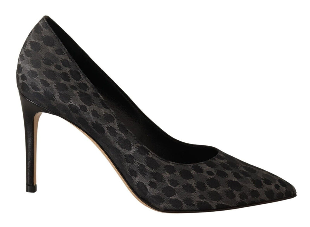 Sofia Schwarze Leoparden-Leder-Stiletto-High-Heels-Pumps-Schuhe