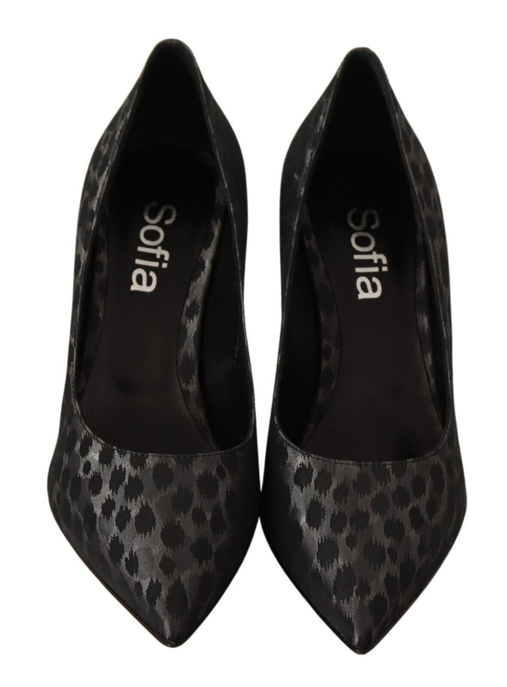 Sofia Schwarze Leoparden-Leder-Stiletto-High-Heels-Pumps-Schuhe