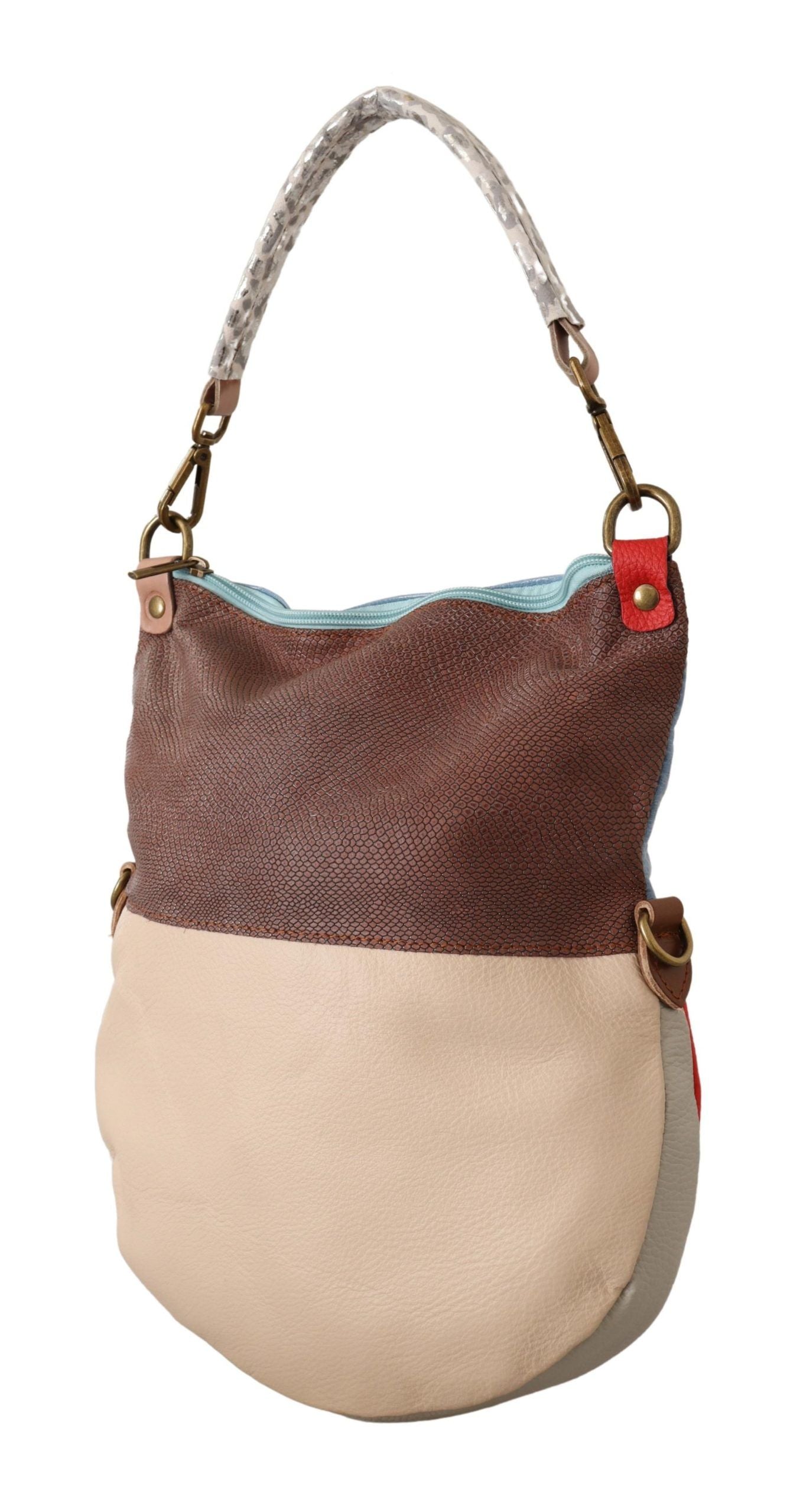 EBARRITO Mehrfarbige Schultertasche aus echtem Leder für Damen