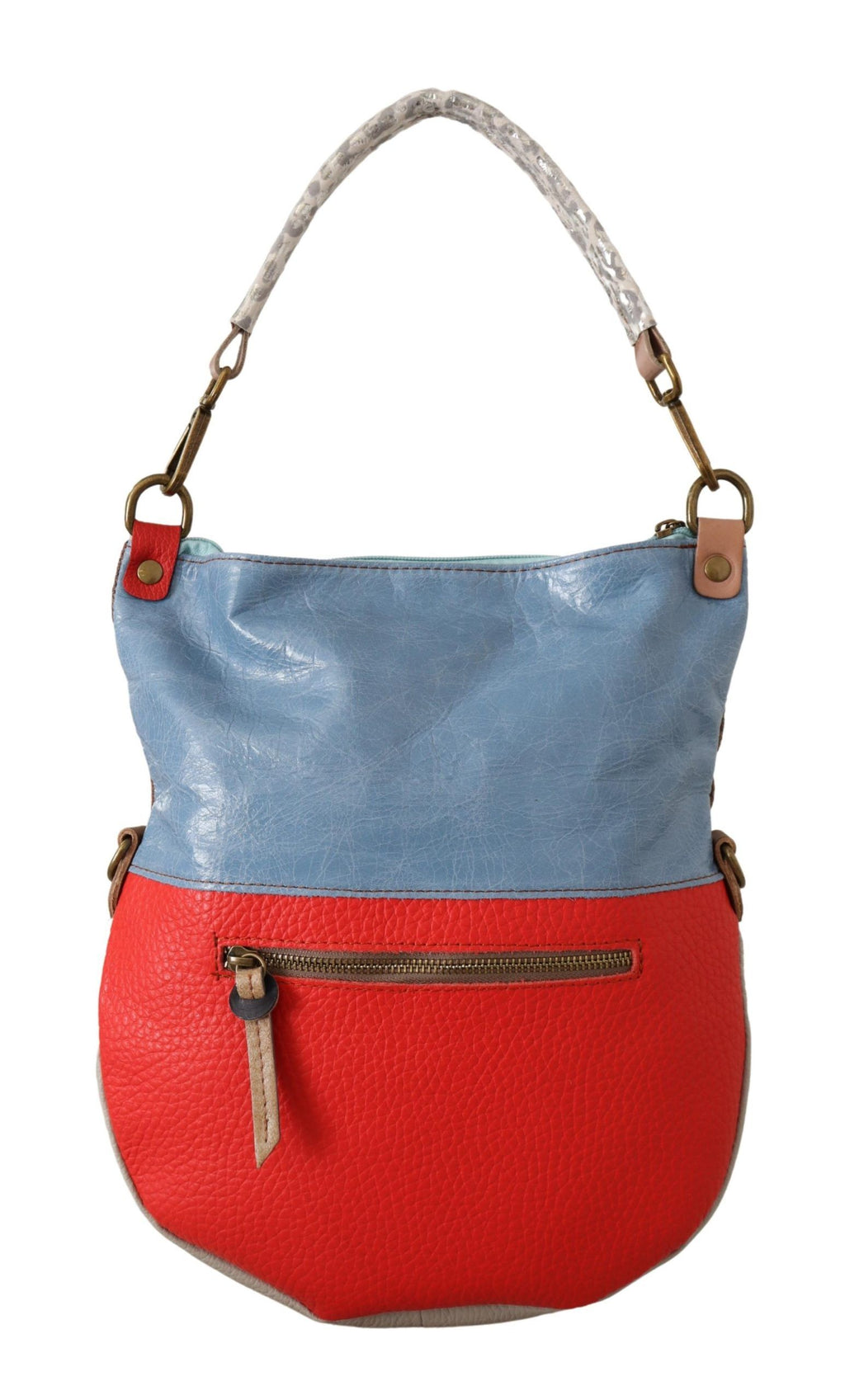 EBARRITO Mehrfarbige Schultertasche aus echtem Leder für Damen