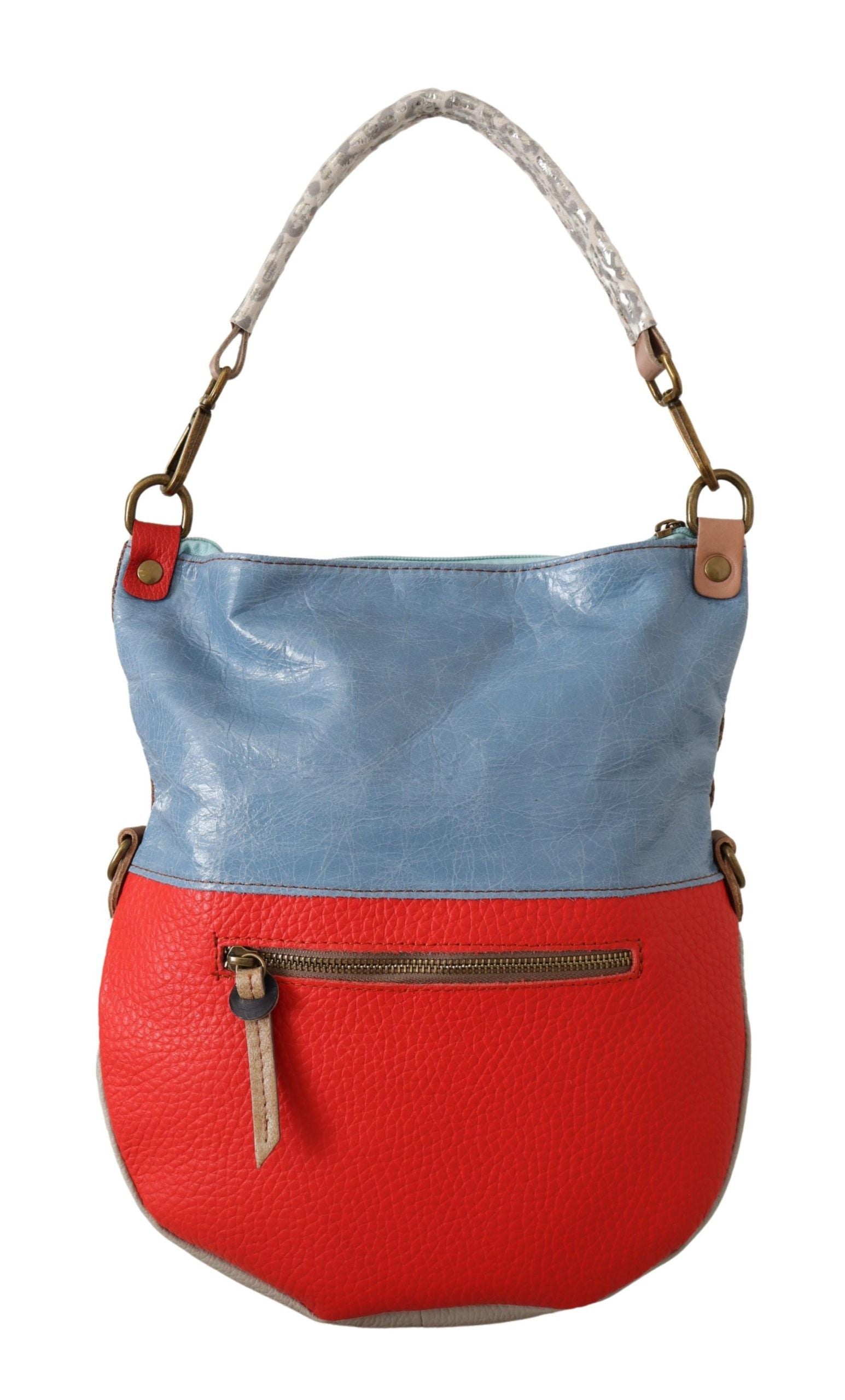 EBARRITO Mehrfarbige Schultertasche aus echtem Leder für Damen