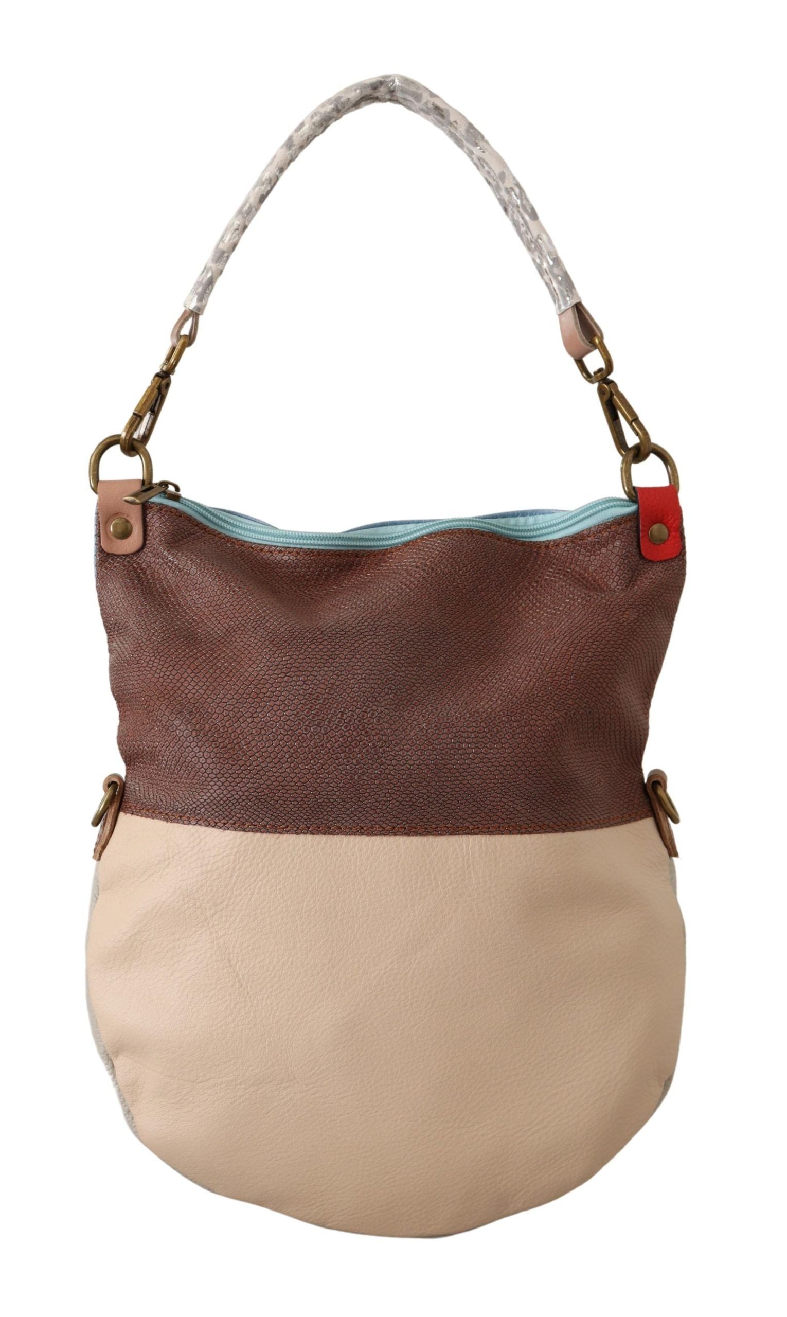 EBARRITO Mehrfarbige Schultertasche aus echtem Leder für Damen