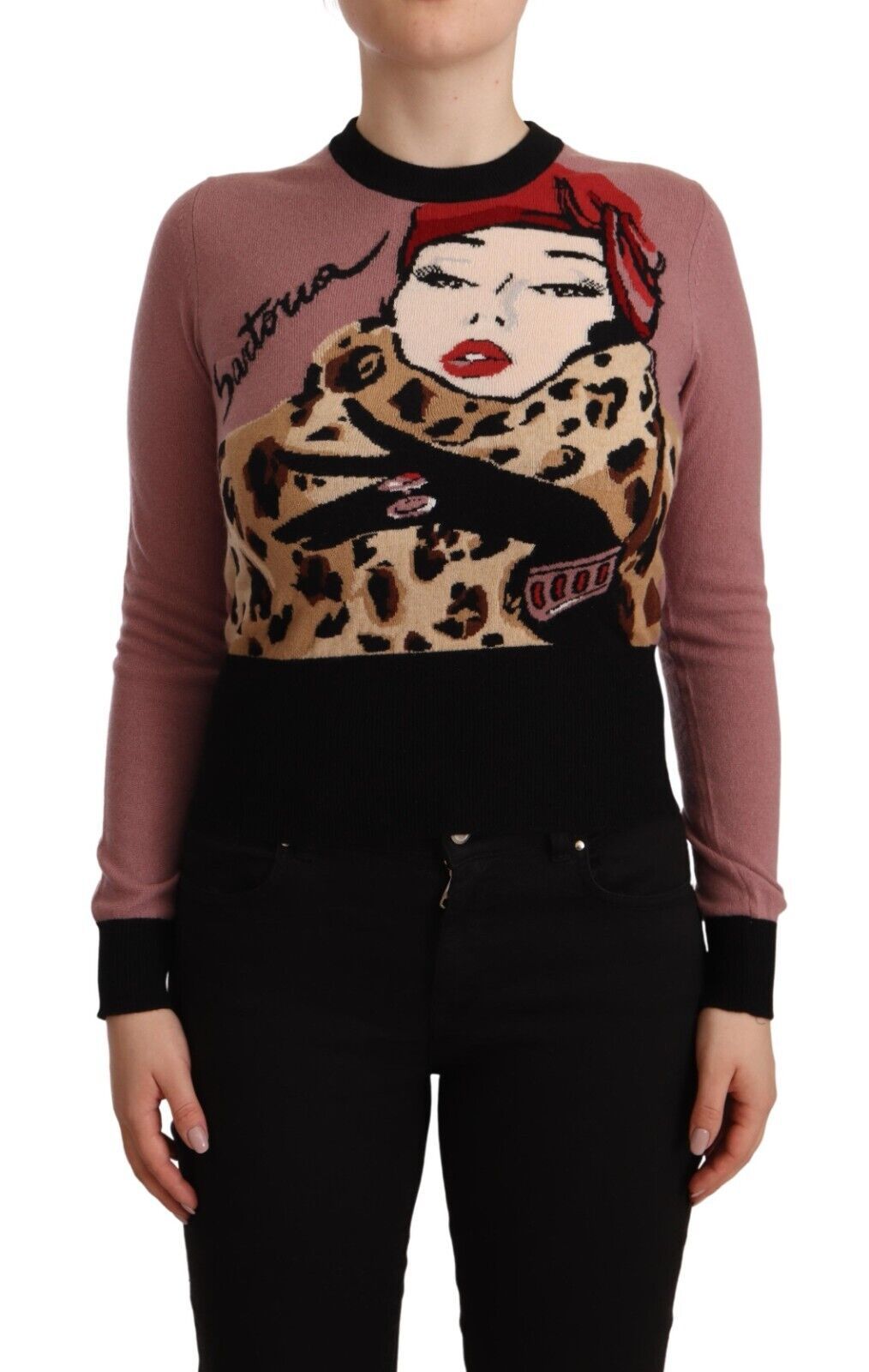 Pull en cachemire rose à col rond Sartoria Dolce & Gabbana
