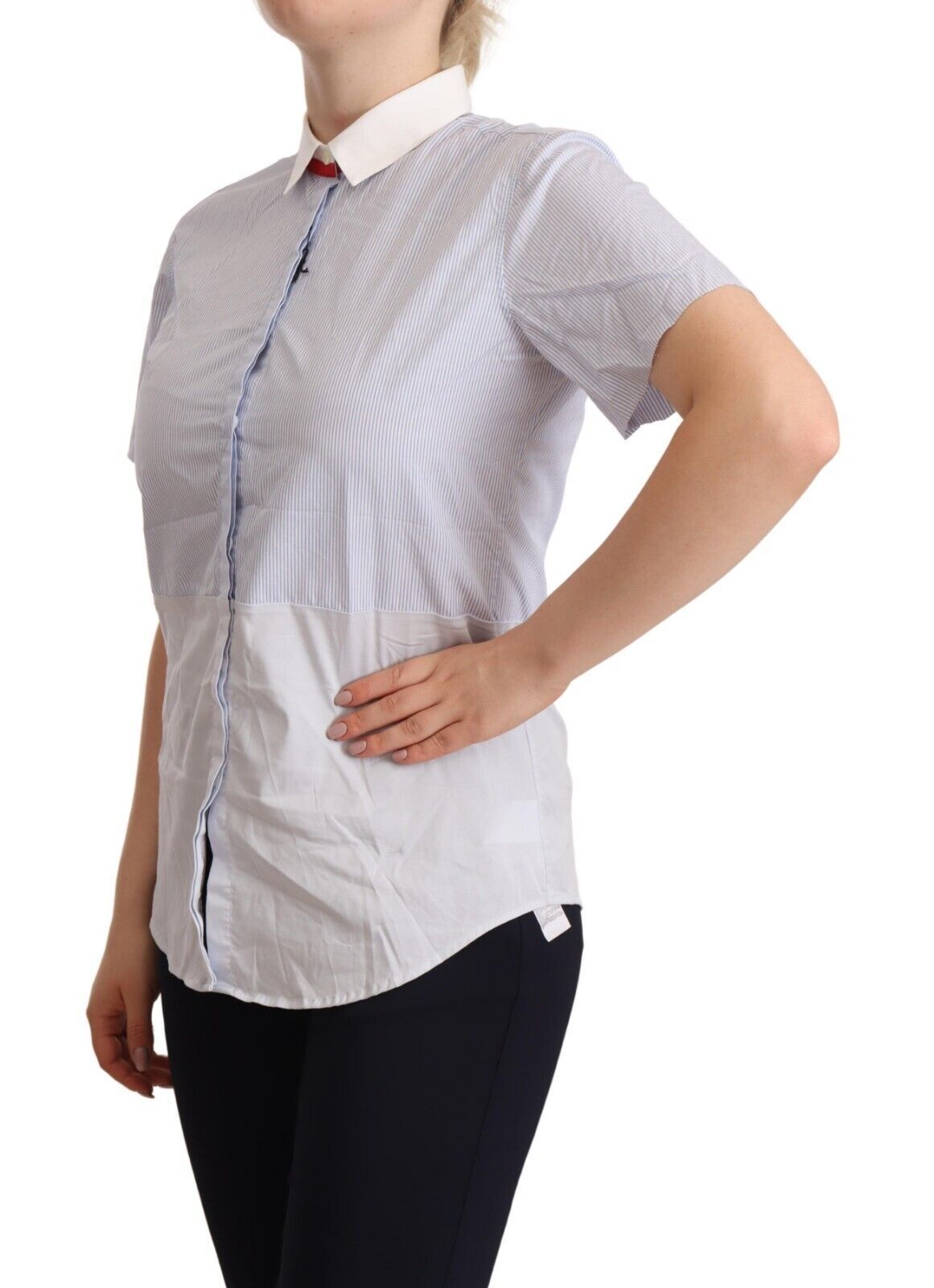 AGLINI – Hellblaues Poloshirt aus Baumwolle mit kurzen Ärmeln und Kragen