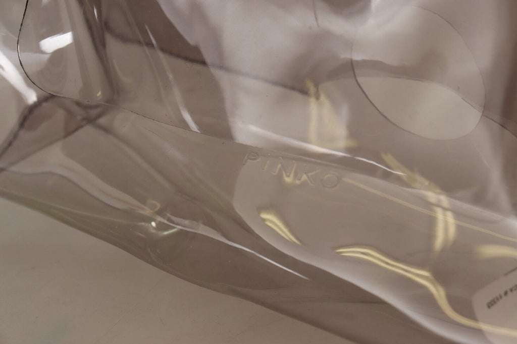 PINKO Schwarze transparente Plastiktasche mit Geldbörse und Clutch