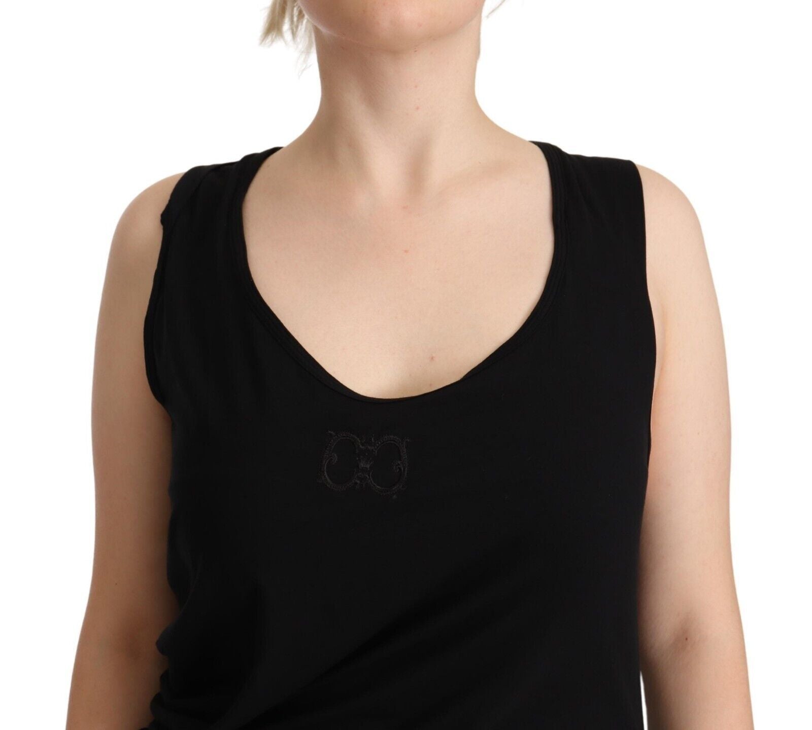 Mini-robe fourreau noire sans manches en coton Roberto Cavalli