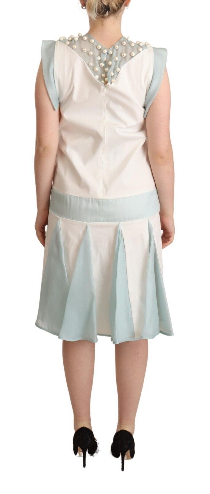 Robe mi-longue droite sans manches Sergei Grinko en fausses perles multicolores
