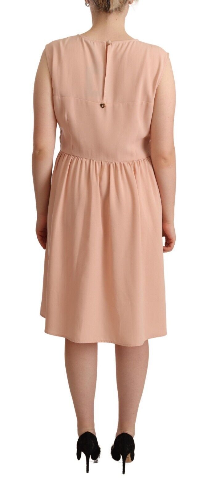Twinset – Ärmelloses, knielanges Etuikleid aus Polyester in Beige
