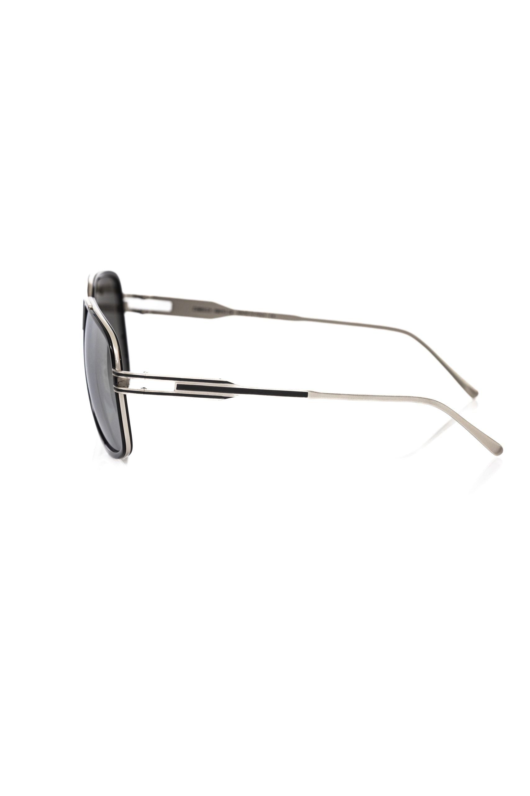 Frankie Morello Schwarze Metallic-Sonnenbrille für Herren
