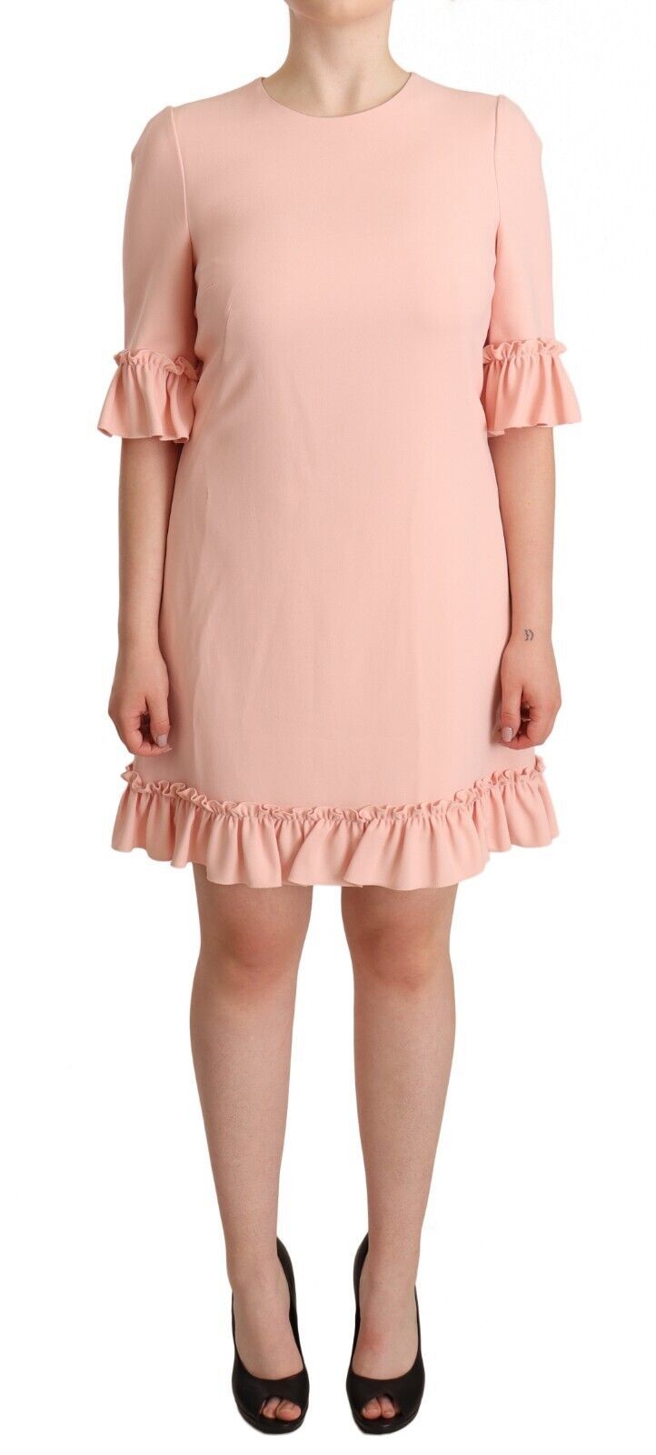 Robe fourreau Dolce & Gabbana en viscose rose à manches volantées