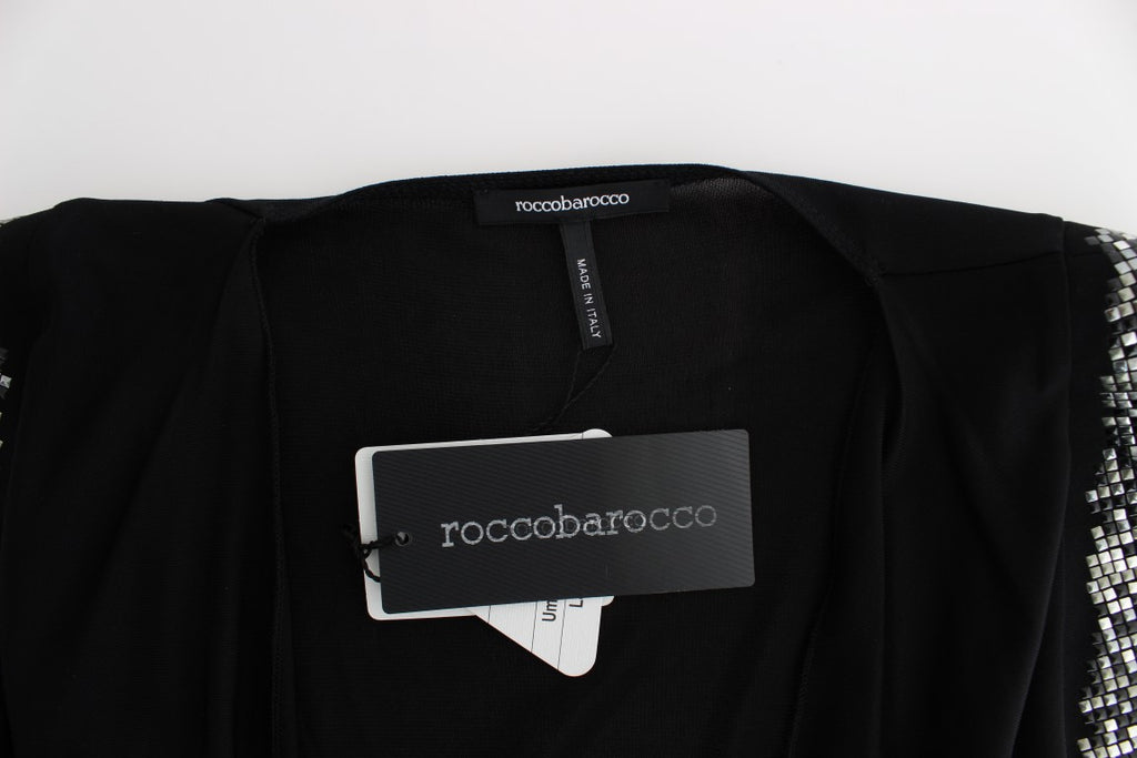 Roccobarocco – Schwarzes, verziertes Mini-Etuikleid aus Jersey
