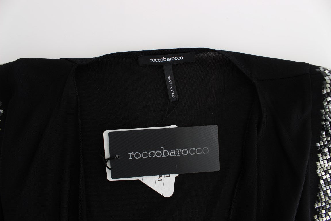Roccobarocco – Schwarzes, verziertes Mini-Etuikleid aus Jersey