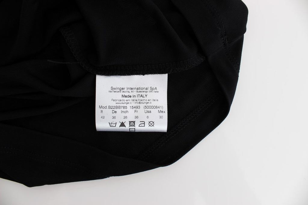 Roccobarocco – Schwarzes, verziertes Mini-Etuikleid aus Jersey