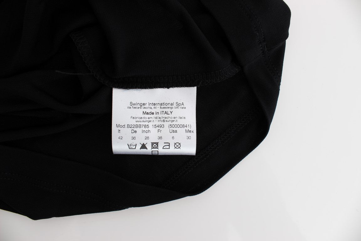 Roccobarocco – Schwarzes, verziertes Mini-Etuikleid aus Jersey