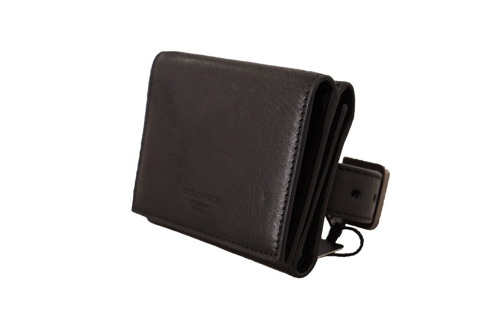 Dolce & Gabbana Portefeuille Multi-Kit Ceinture en Cuir Noir à Trois Volets