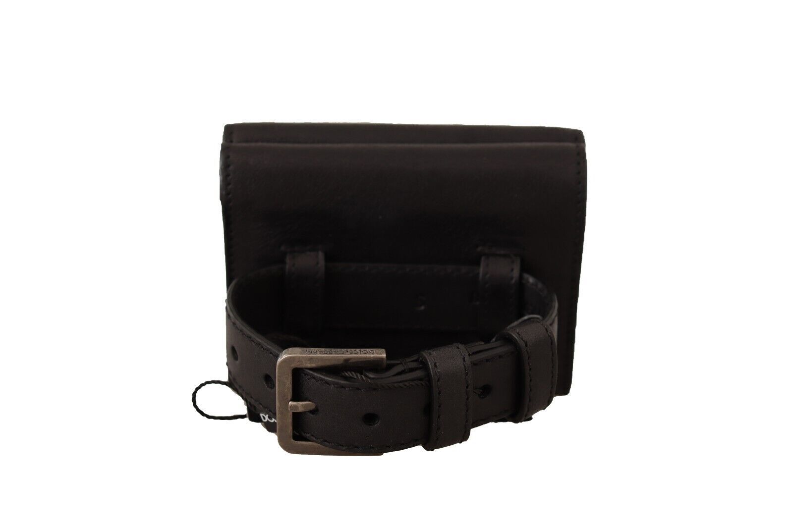 Dolce & Gabbana Portefeuille Multi-Kit Ceinture en Cuir Noir à Trois Volets