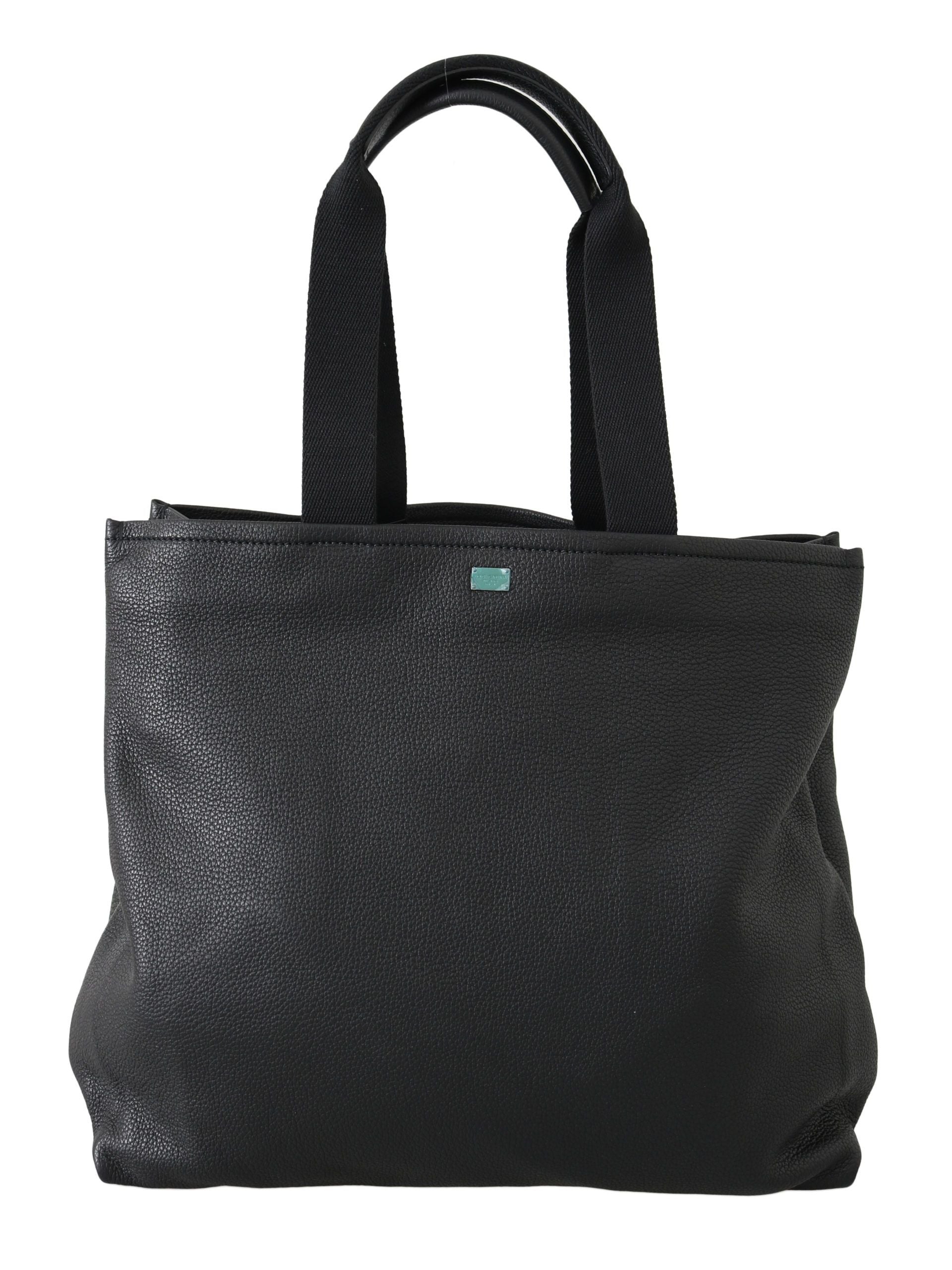 Dolce &amp; Gabbana Schwarze Leder-Tragetasche für Reisen, Einkaufen und Fitnessstudio #DGFAMILY