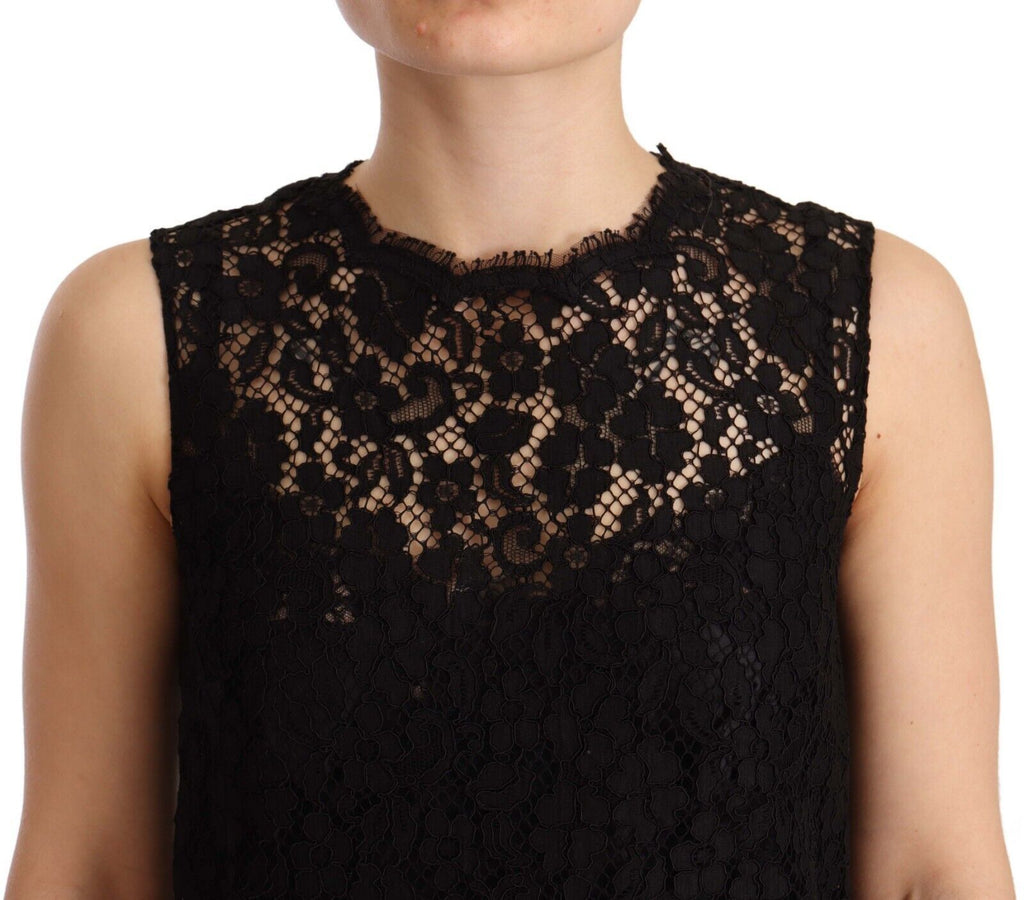 Mini-robe sans manches Dolce & Gabbana fourreau en dentelle florale noire