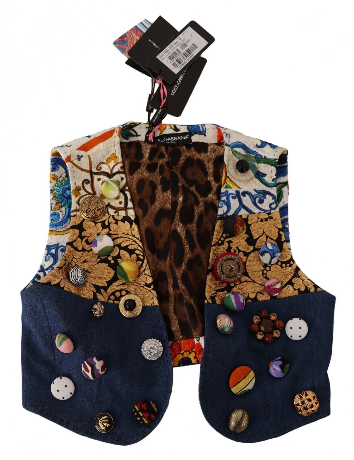 Haut en coton sans manches orné multicolore Dolce & Gabbana