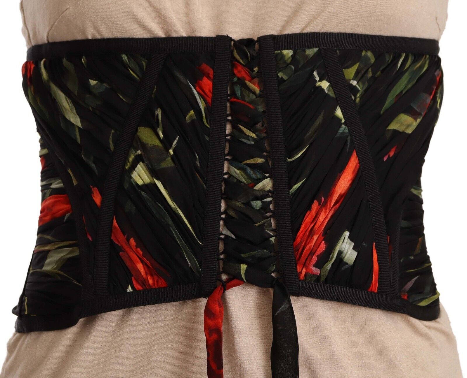 Haut en soie Dolce & Gabbana avec corset noir et ceinture extensible à la taille