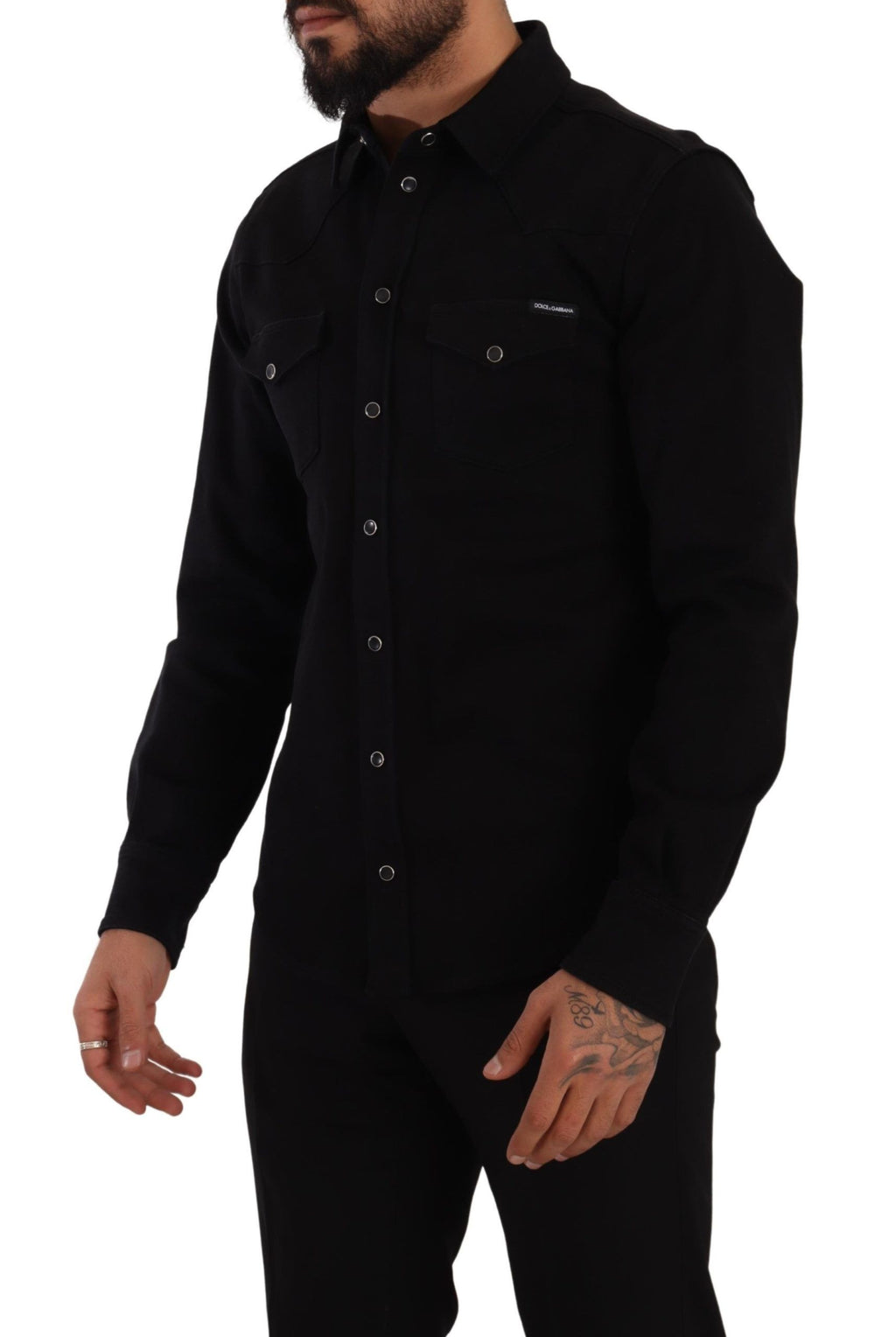 Chemise ajustée Dolce & Gabbana en jean stretch de coton noir