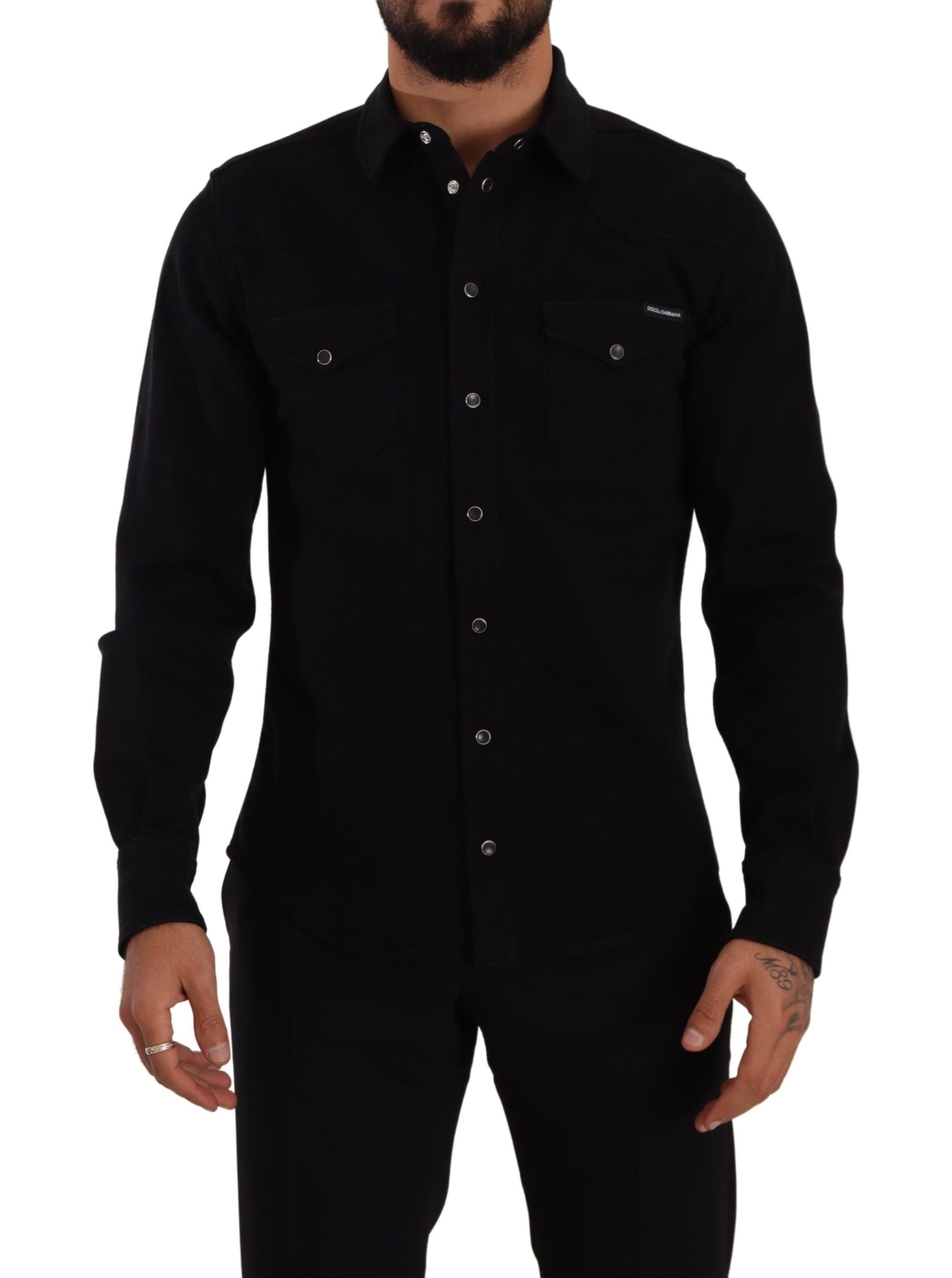 Chemise ajustée Dolce & Gabbana en jean stretch de coton noir