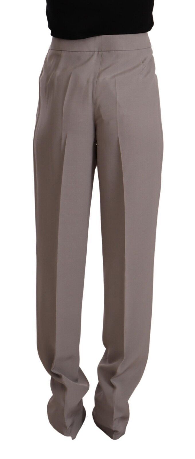 Armani – Braune, lange, konische Seidenhose mit hoher Taille