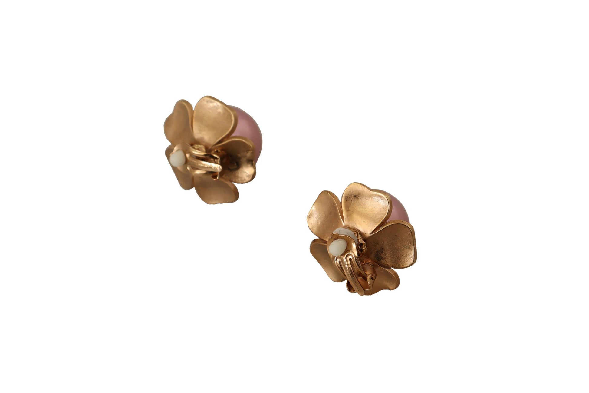Dolce &amp; Gabbana – Goldfarbene Maxi-Ohrclips mit Kunstperlen und Blumenmuster