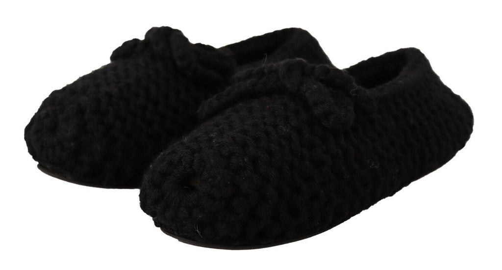 Ballerines Dolce & Gabbana noires à enfiler en maille de laine