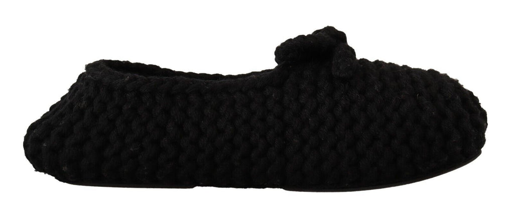 Ballerines Dolce & Gabbana noires à enfiler en maille de laine