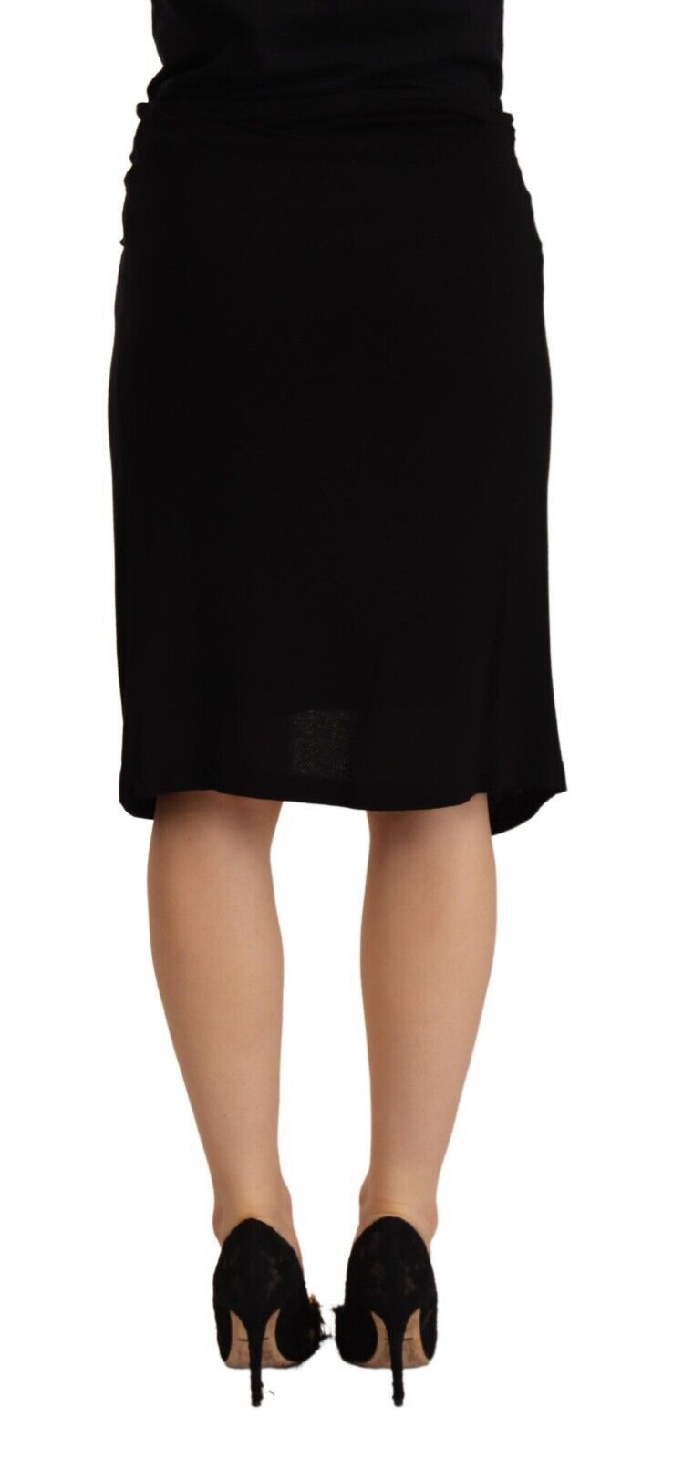 Jupe crayon mi-longue en viscose noire taille haute PLEIN SUD