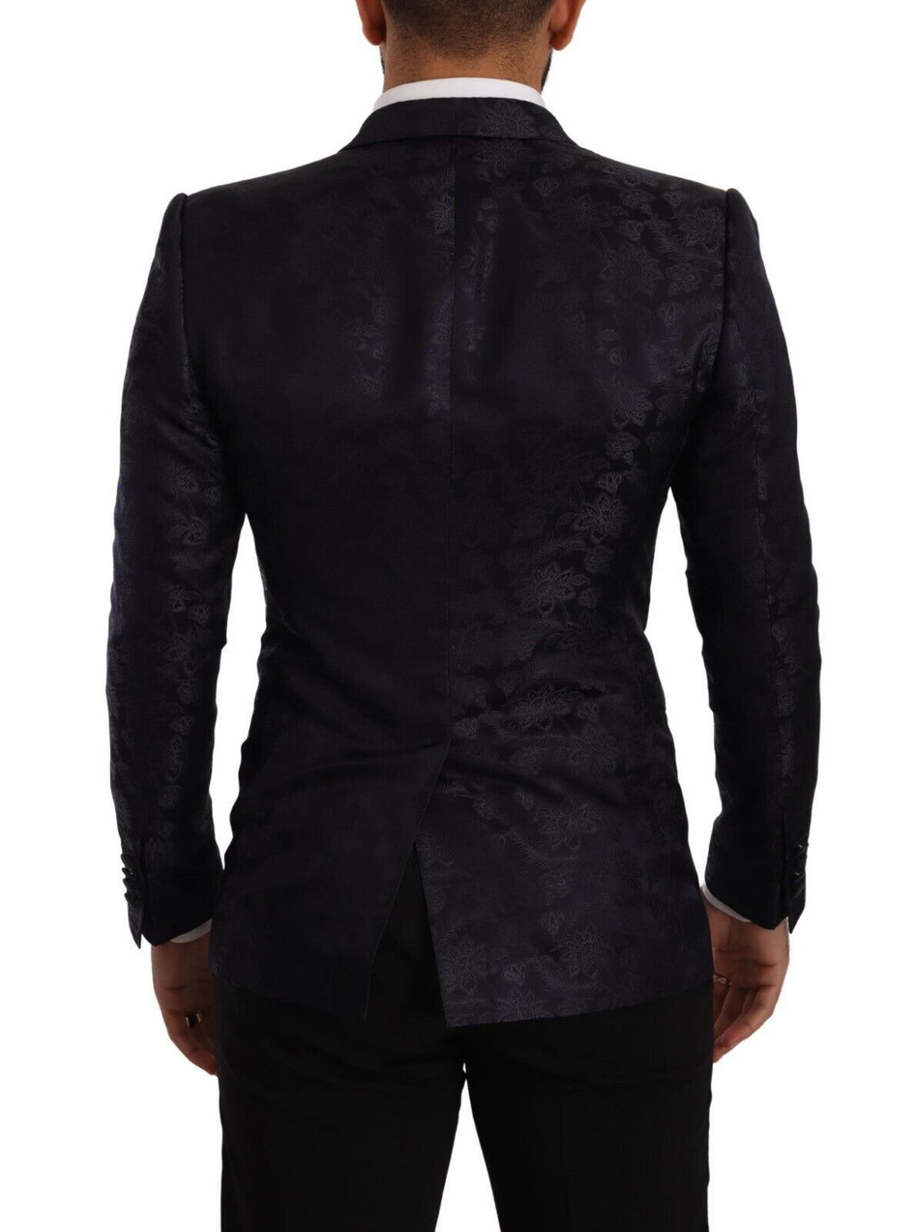Manteau en soie jacquard floral bleu Dolce & Gabbana Blazer MARTINI
