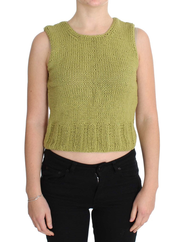 PINK MEMORIES Pull sans manches en maille de coton mélangé vert