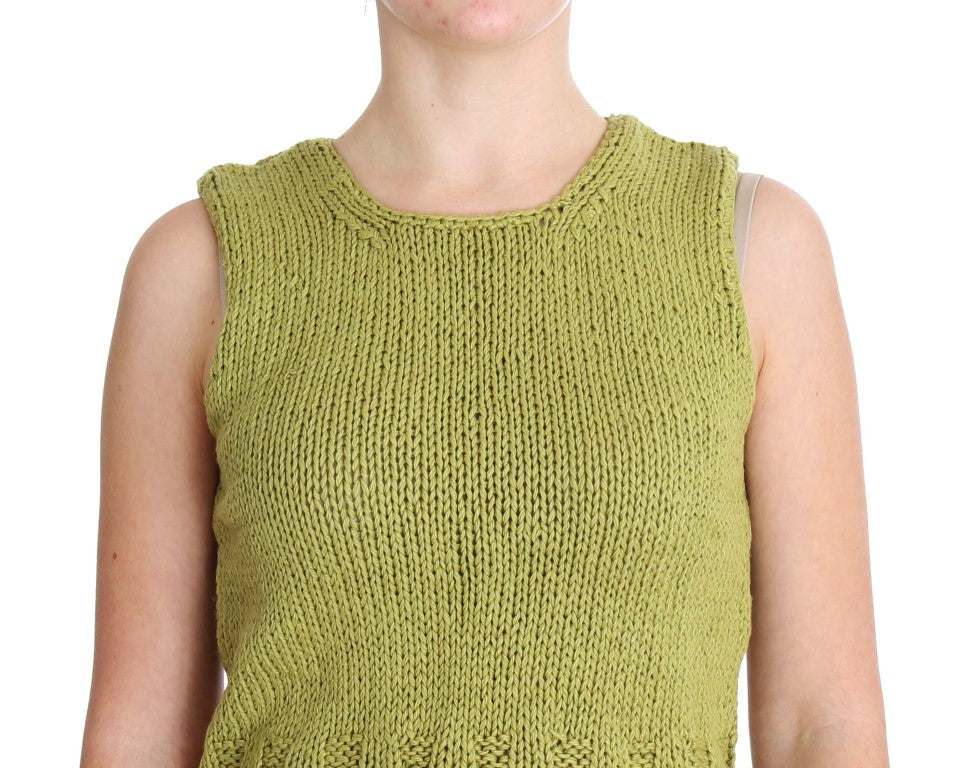PINK MEMORIES Pull sans manches en maille de coton mélangé vert