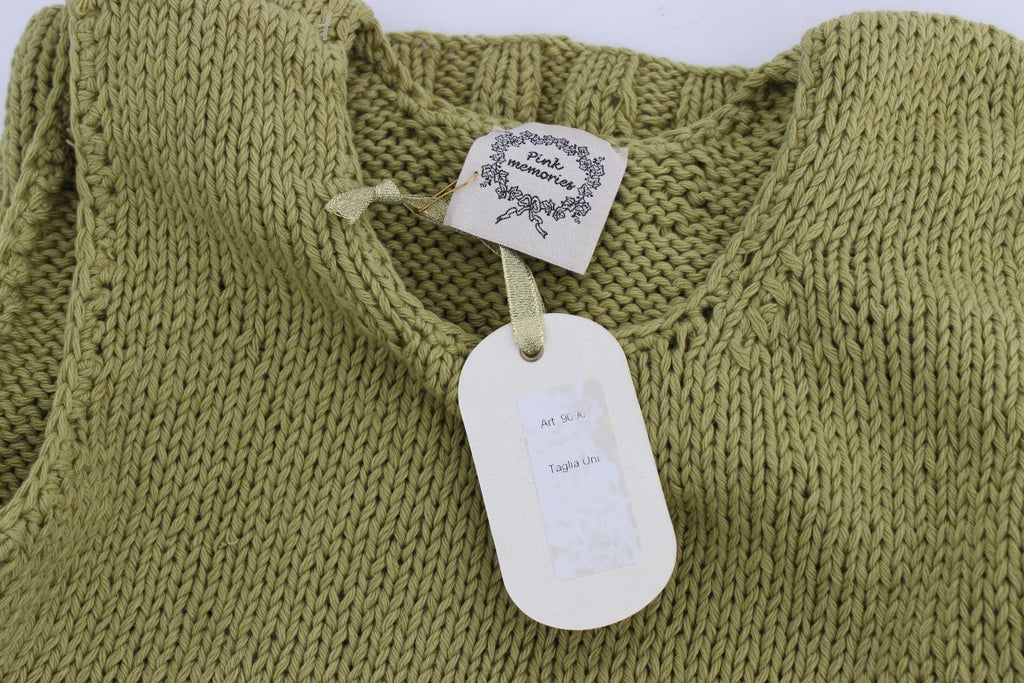 PINK MEMORIES Pull sans manches en maille de coton mélangé vert