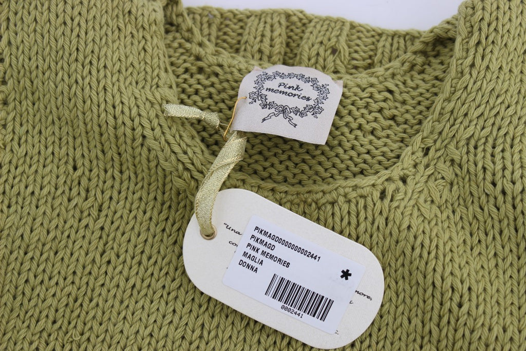 PINK MEMORIES Pull sans manches en maille de coton mélangé vert