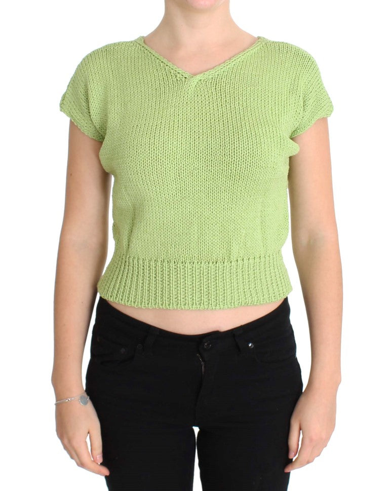 Pull en maille mélangée de coton vert PINK MEMORIES