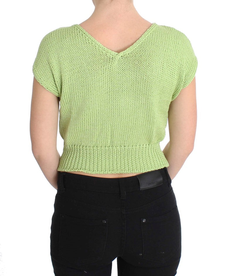 Pull en maille mélangée de coton vert PINK MEMORIES
