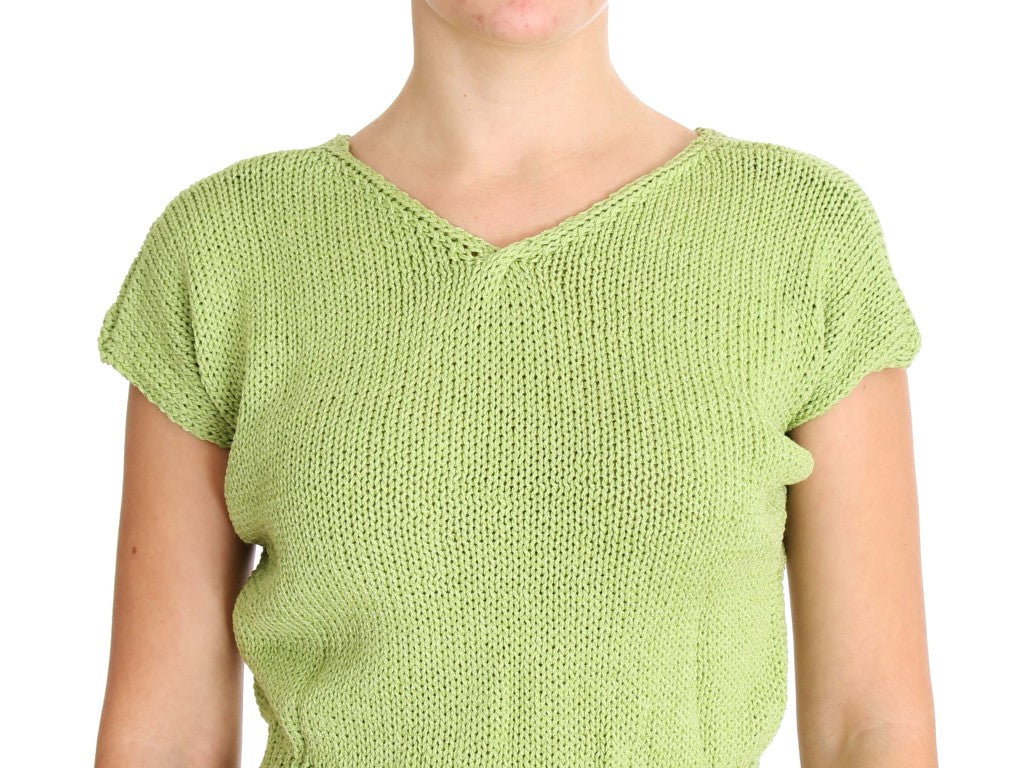 Pull en maille mélangée de coton vert PINK MEMORIES