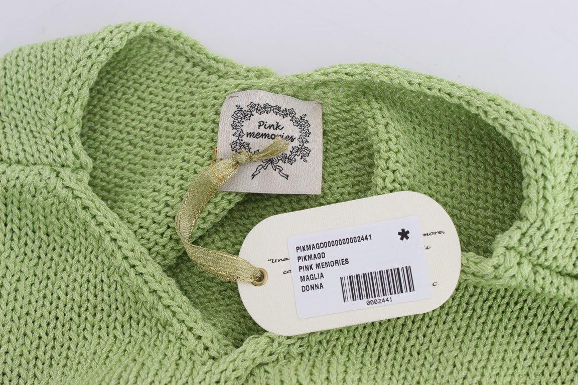 Pull en maille mélangée de coton vert PINK MEMORIES