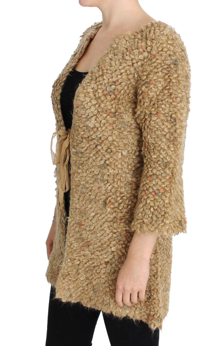 PINK MEMORIES Pull Cape en Laine Mélangée Beige