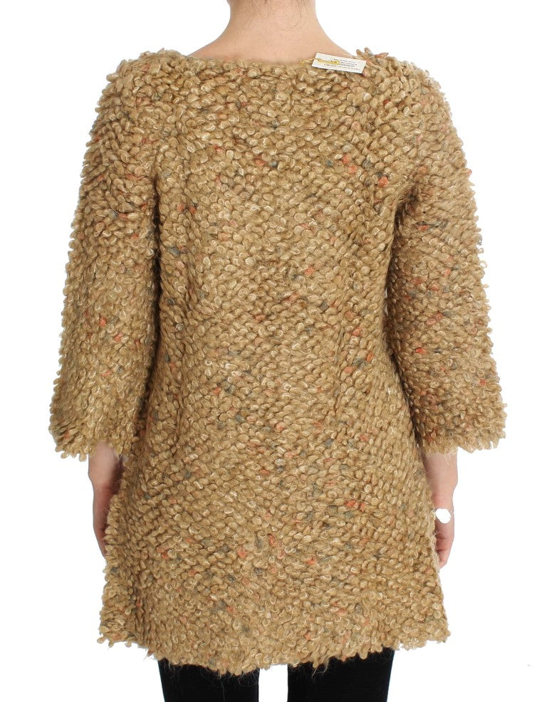 PINK MEMORIES Pull Cape en Laine Mélangée Beige