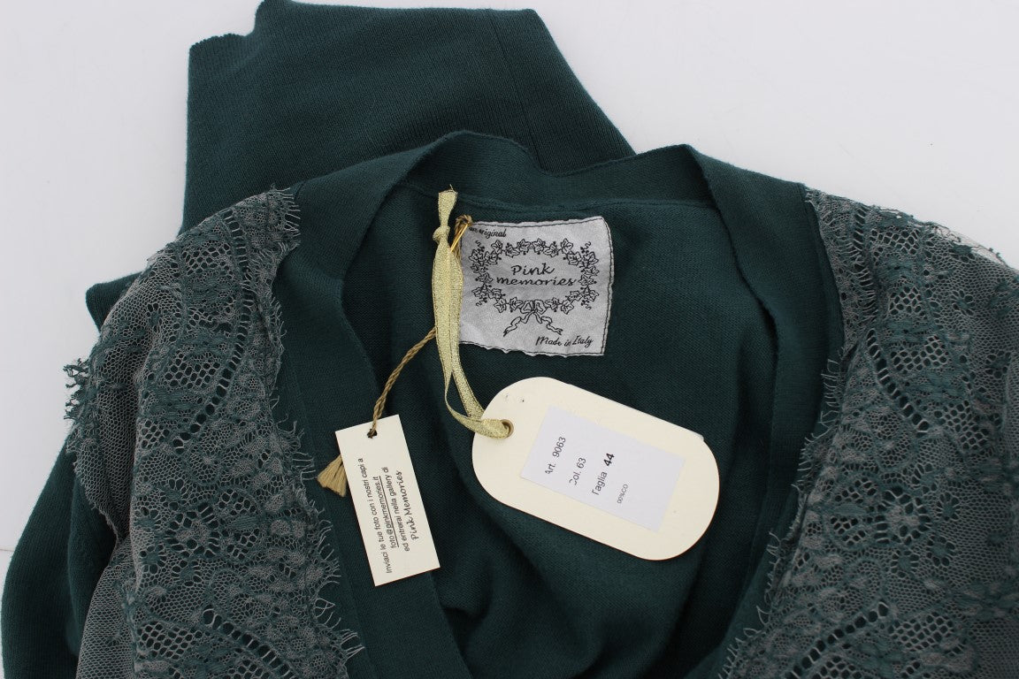 PINK MEMORIES Gilet en Coton et Dentelle Vert
