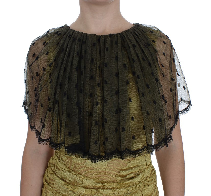 Robe longue en dentelle florale jaune et noire Ricamo Dolce & Gabbana