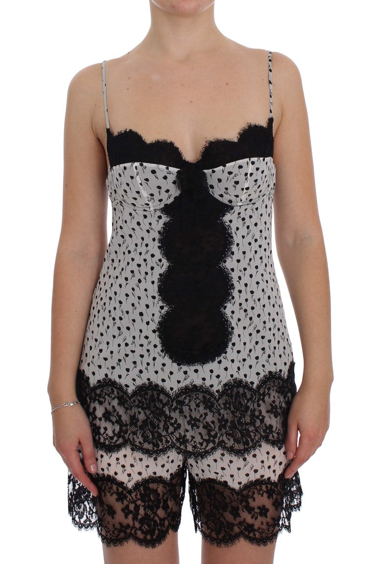 Haut de lingerie babydoll en dentelle de soie noire Dolce & Gabbana