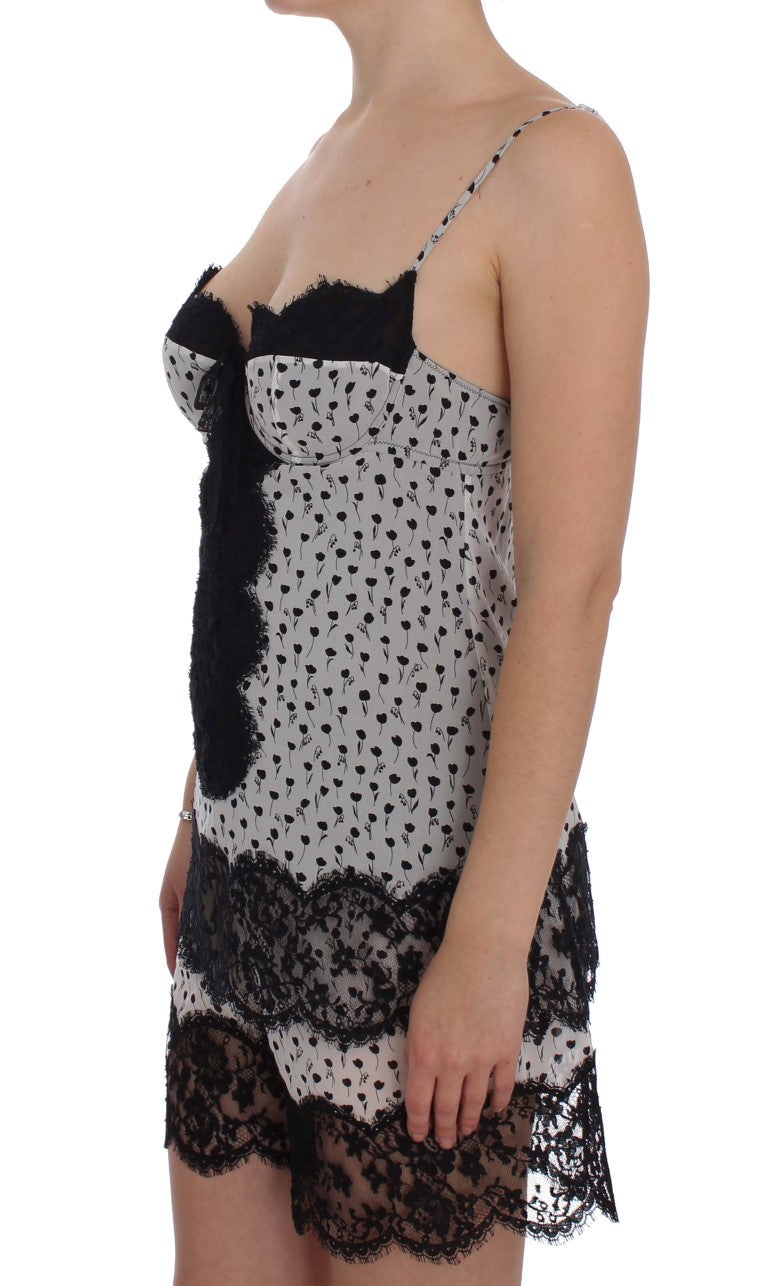 Haut de lingerie babydoll en dentelle de soie noire Dolce & Gabbana